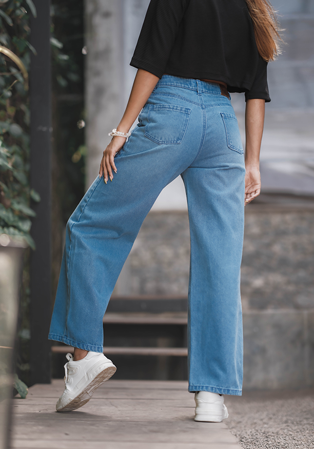 BLUE WIDE LEG PANT